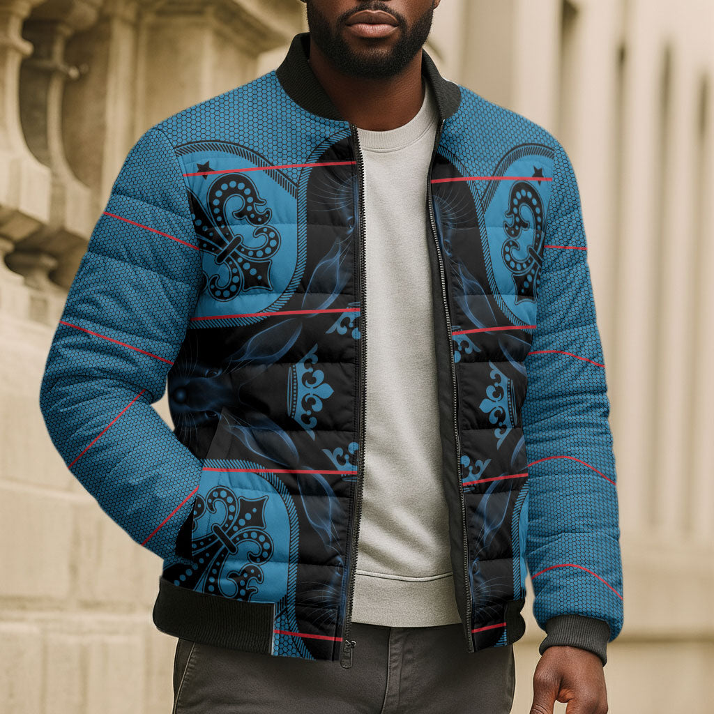 Bafokeng Rabbit Crown Palesa ea kharanium Bomber Puffer Jacket Blue Seanamarena Basotho Blanket Inspired