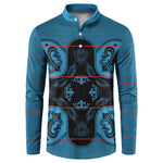 Bafokeng Rabbit Crown Palesa ea kharanium Button Sweatshirt Blue Seanamarena Basotho Blanket Inspired