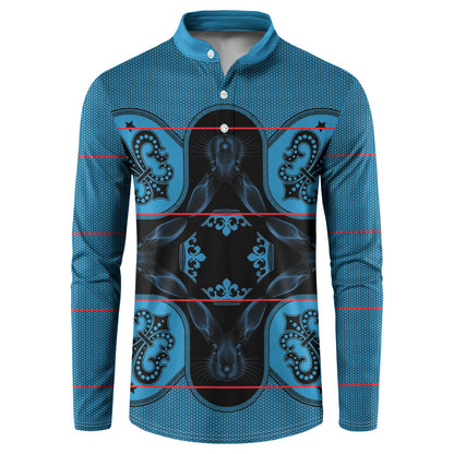 Bafokeng Rabbit Crown Palesa ea kharanium Button Sweatshirt Blue Seanamarena Basotho Blanket Inspired