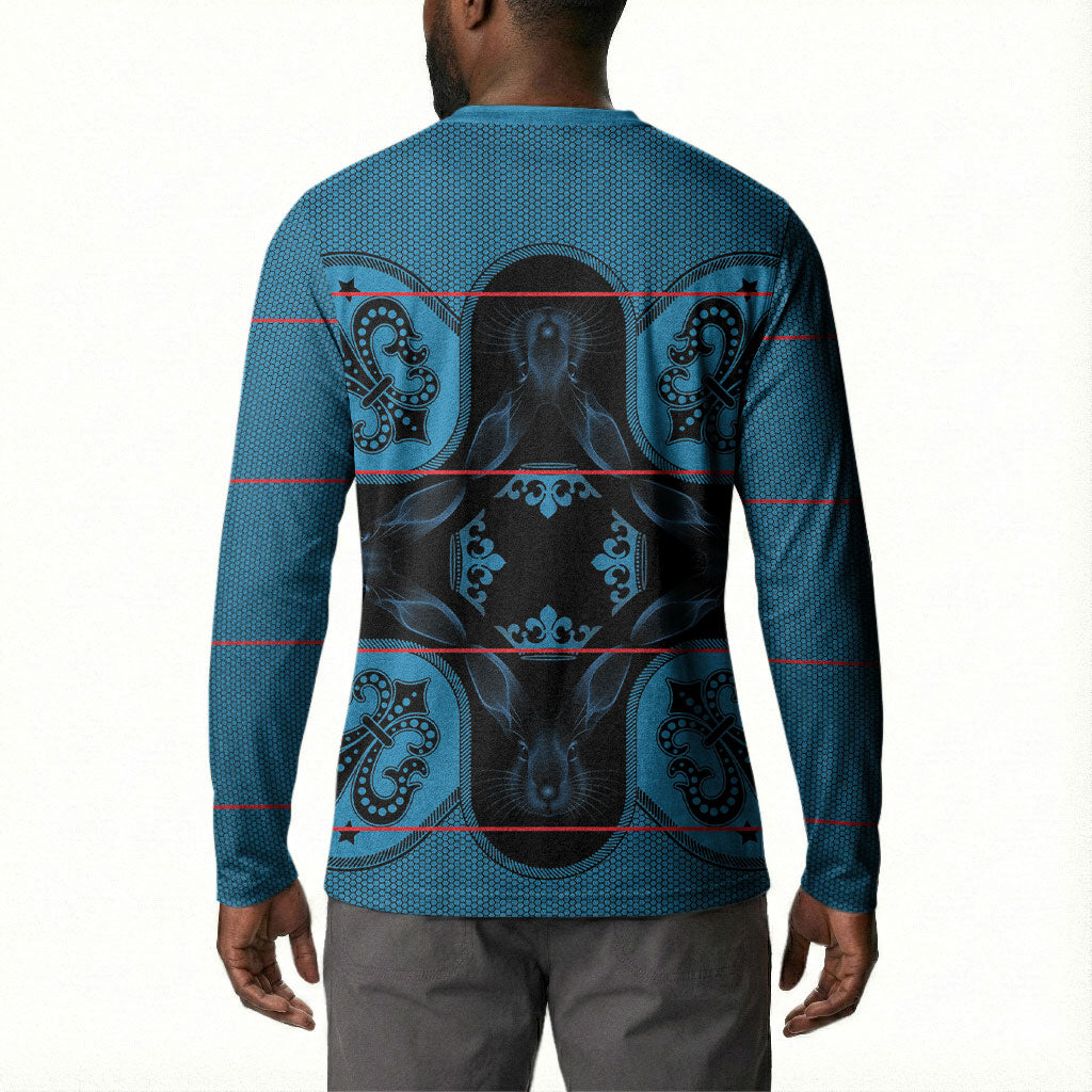 Bafokeng Rabbit Crown Palesa ea kharanium Button Sweatshirt Blue Seanamarena Basotho Blanket Inspired
