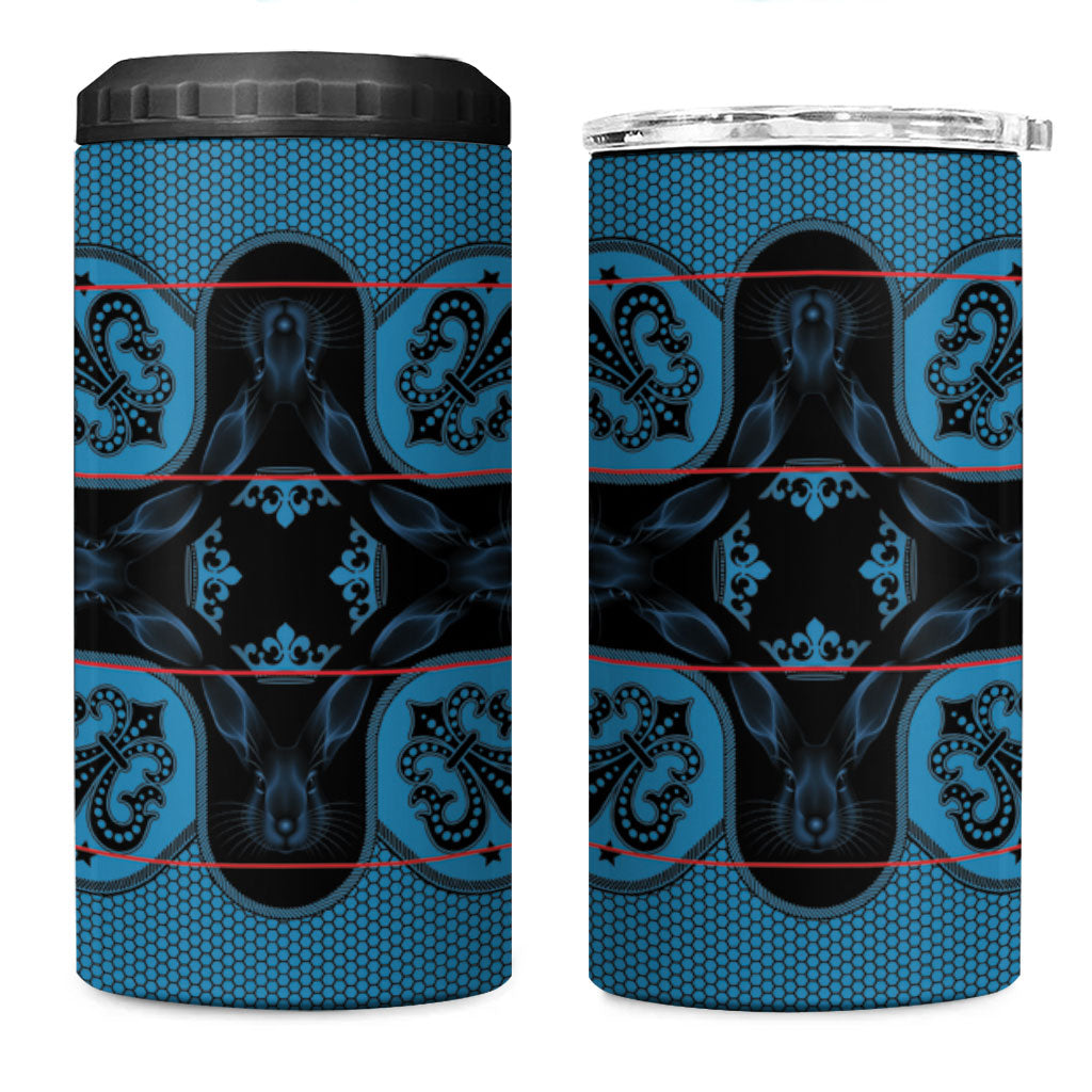 Bafokeng Rabbit Crown Palesa ea kharanium 4 in 1 Can Cooler Tumbler Blue Seanamarena Basotho Blanket Inspired