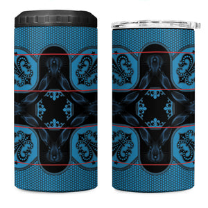 Bafokeng Rabbit Crown Palesa ea kharanium 4 in 1 Can Cooler Tumbler Blue Seanamarena Basotho Blanket Inspired