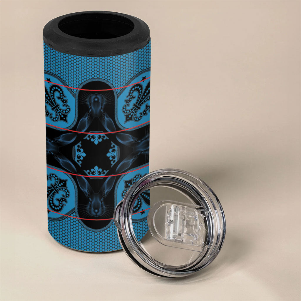 Bafokeng Rabbit Crown Palesa ea kharanium 4 in 1 Can Cooler Tumbler Blue Seanamarena Basotho Blanket Inspired