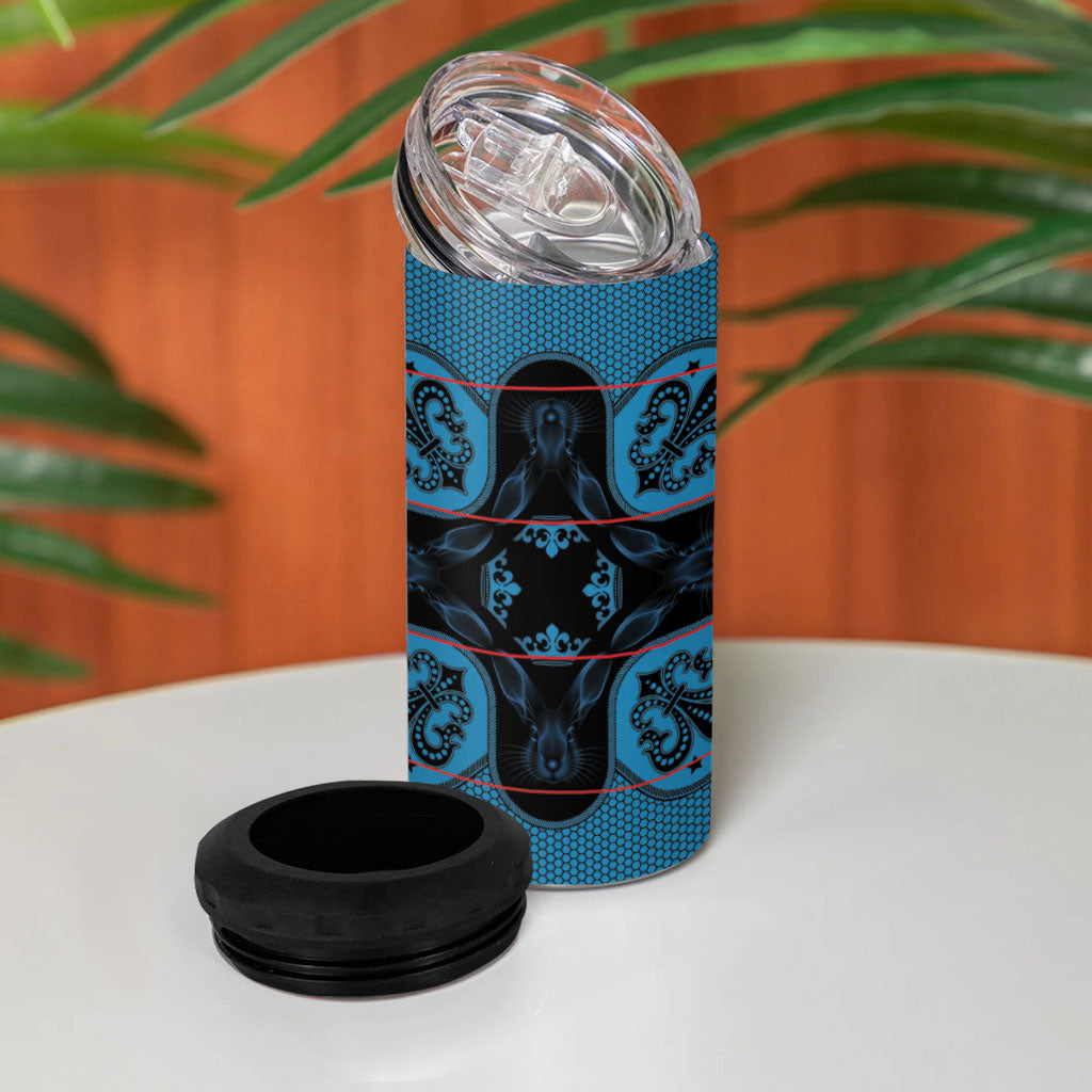 Bafokeng Rabbit Crown Palesa ea kharanium 4 in 1 Can Cooler Tumbler Blue Seanamarena Basotho Blanket Inspired