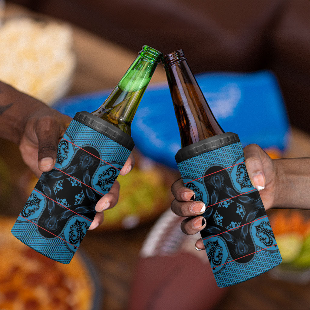 Bafokeng Rabbit Crown Palesa ea kharanium 4 in 1 Can Cooler Tumbler Blue Seanamarena Basotho Blanket Inspired