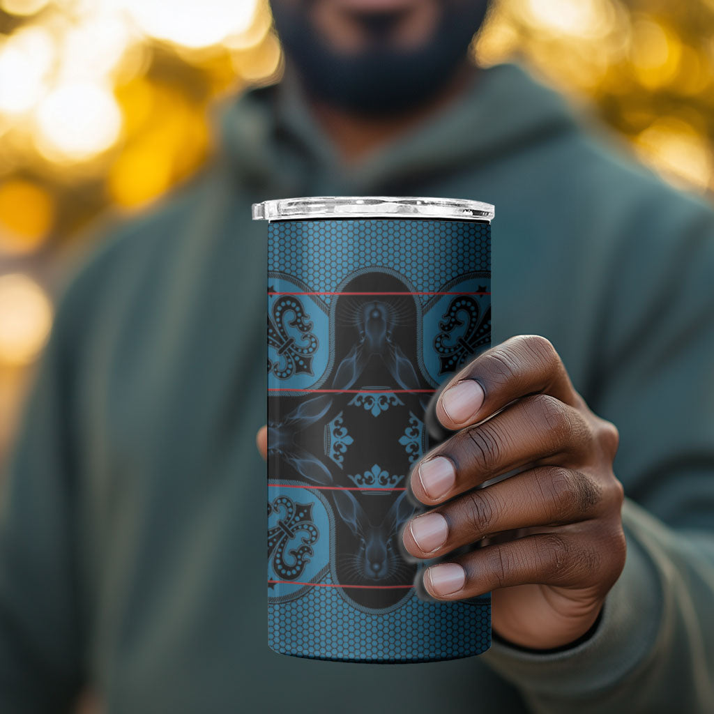 Bafokeng Rabbit Crown Palesa ea kharanium 4 in 1 Can Cooler Tumbler Blue Seanamarena Basotho Blanket Inspired