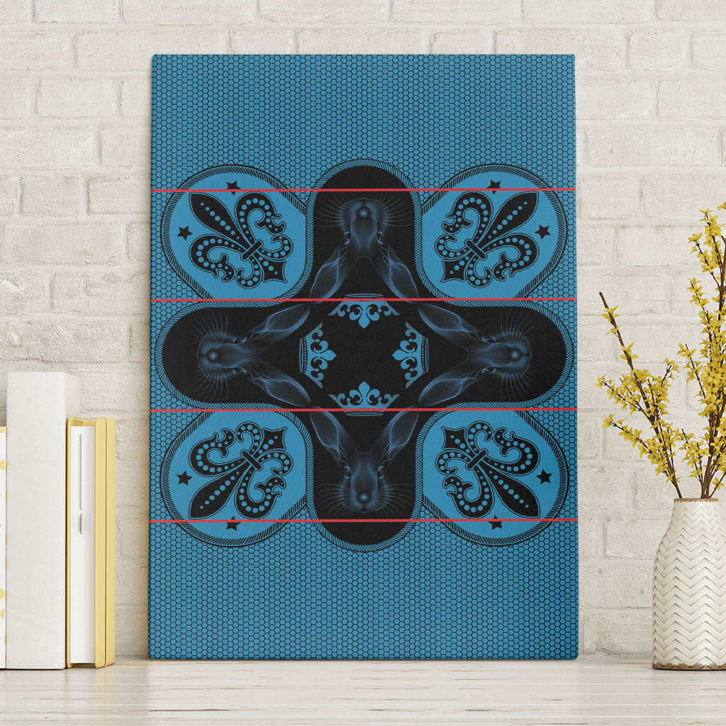 Bafokeng Rabbit Crown Palesa ea kharanium Canvas Wall Art Blue Seanamarena Basotho Blanket Inspired
