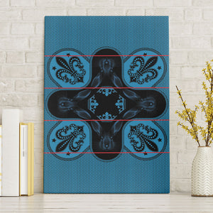 Bafokeng Rabbit Crown Palesa ea kharanium Canvas Wall Art Blue Seanamarena Basotho Blanket Inspired