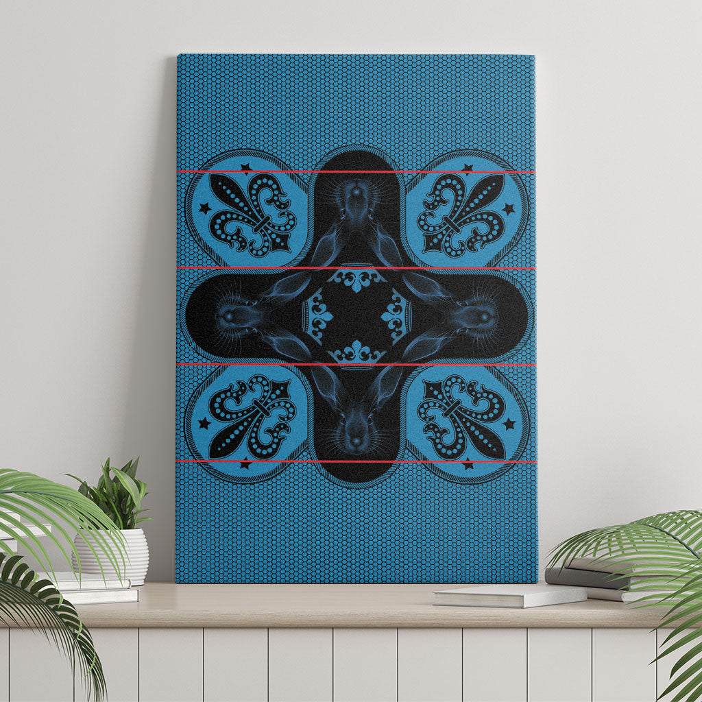 Bafokeng Rabbit Crown Palesa ea kharanium Canvas Wall Art Blue Seanamarena Basotho Blanket Inspired