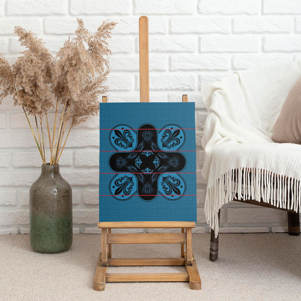 Bafokeng Rabbit Crown Palesa ea kharanium Canvas Wall Art Blue Seanamarena Basotho Blanket Inspired