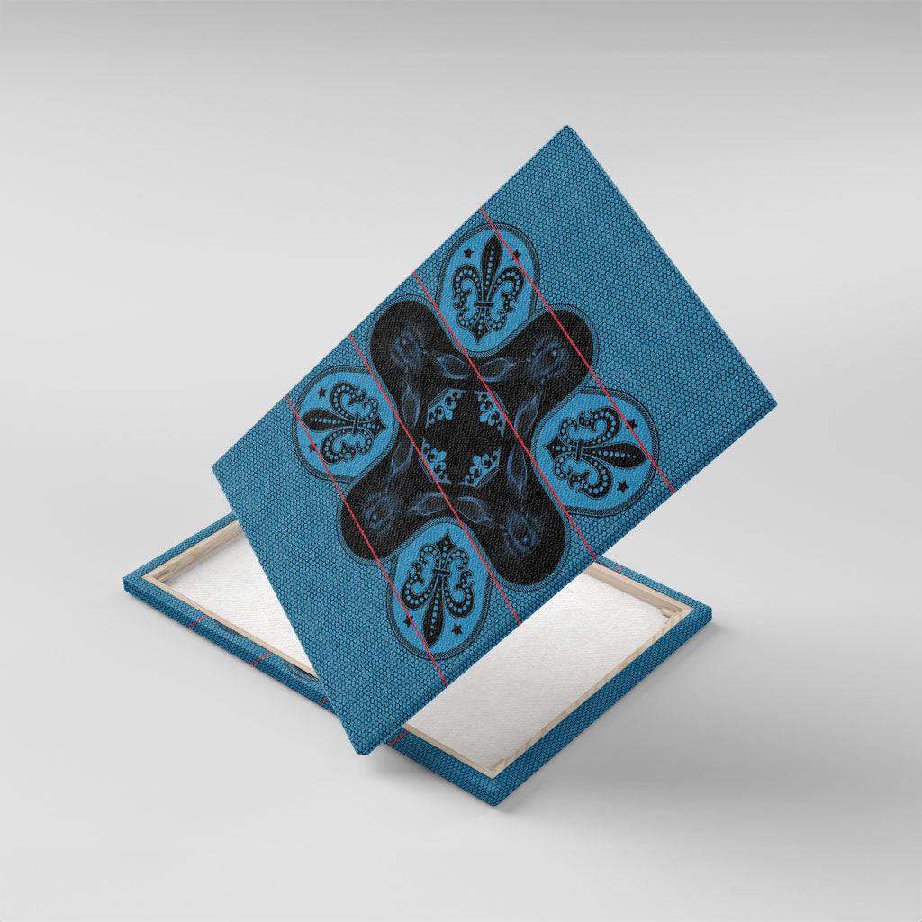 Bafokeng Rabbit Crown Palesa ea kharanium Canvas Wall Art Blue Seanamarena Basotho Blanket Inspired