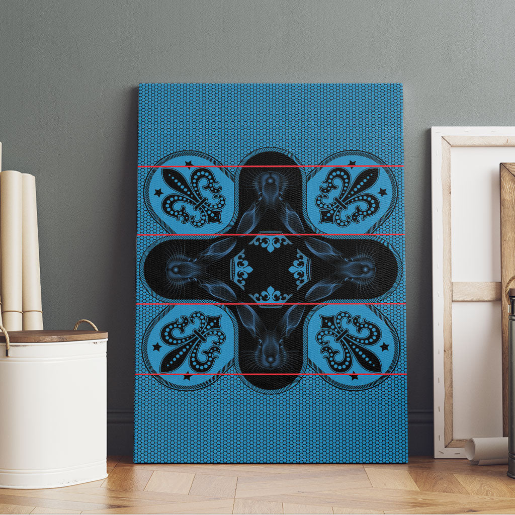 Bafokeng Rabbit Crown Palesa ea kharanium Canvas Wall Art Blue Seanamarena Basotho Blanket Inspired