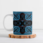 Bafokeng Rabbit Crown Palesa ea kharanium Ceramic Mug Blue Seanamarena Basotho Blanket Inspired