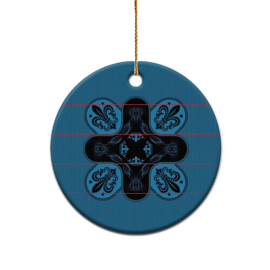 Bafokeng Rabbit Crown Palesa ea kharanium Ceramic Ornament Blue Seanamarena Basotho Blanket Inspired
