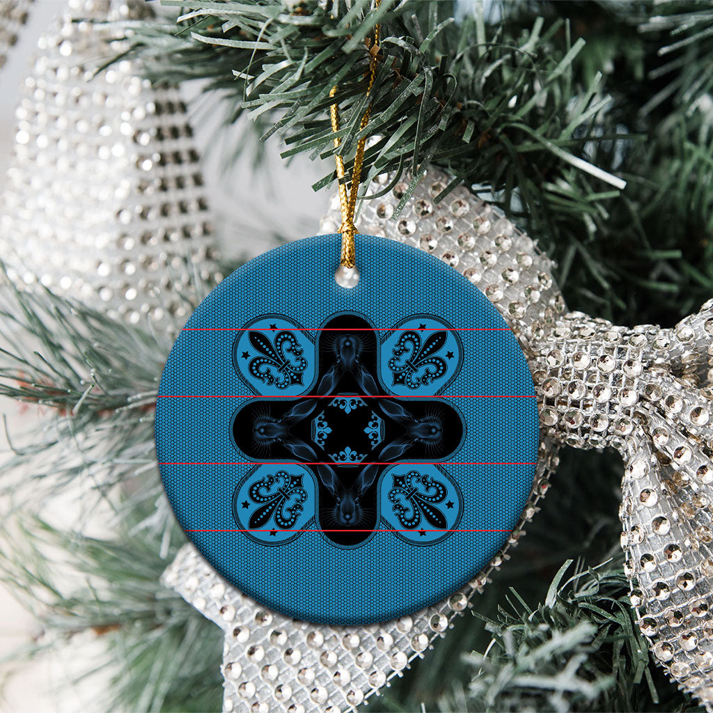 Bafokeng Rabbit Crown Palesa ea kharanium Ceramic Ornament Blue Seanamarena Basotho Blanket Inspired