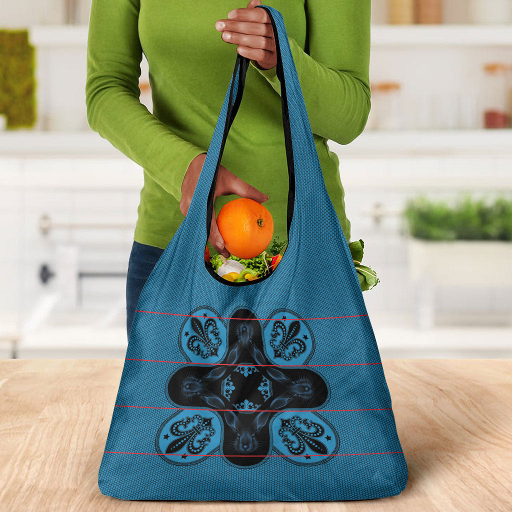 Bafokeng Rabbit Crown Palesa ea kharanium Grocery Bag Blue Seanamarena Basotho Blanket Inspired