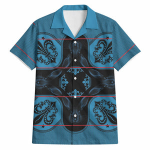 Bafokeng Rabbit Crown Palesa ea kharanium Hawaiian Shirt Blue Seanamarena Basotho Blanket Inspired