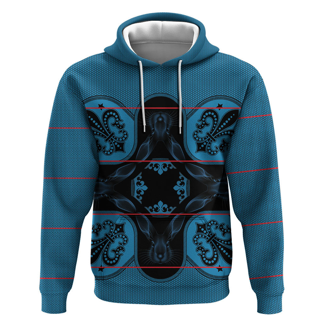 Bafokeng Rabbit Crown Palesa ea kharanium Hoodie Blue Seanamarena Basotho Blanket Inspired