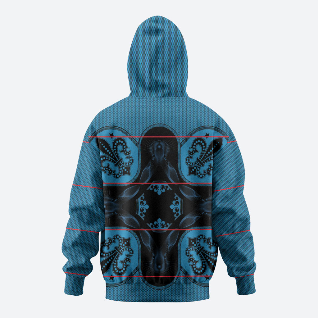 Bafokeng Rabbit Crown Palesa ea kharanium Hoodie Blue Seanamarena Basotho Blanket Inspired
