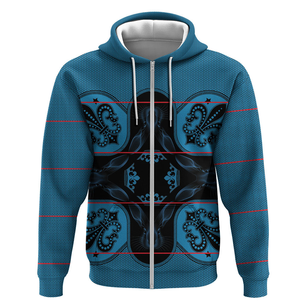 Bafokeng Rabbit Crown Palesa ea kharanium Hoodie Blue Seanamarena Basotho Blanket Inspired