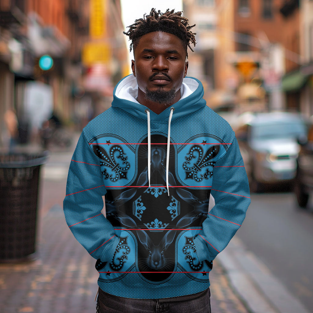 Bafokeng Rabbit Crown Palesa ea kharanium Hoodie Blue Seanamarena Basotho Blanket Inspired