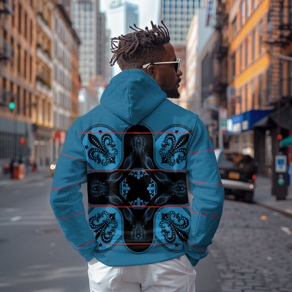 Bafokeng Rabbit Crown Palesa ea kharanium Hoodie Blue Seanamarena Basotho Blanket Inspired