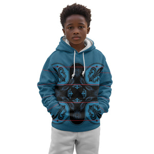 Bafokeng Rabbit Crown Palesa ea kharanium Kid Hoodie Blue Seanamarena Basotho Blanket Inspired