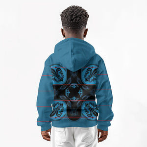Bafokeng Rabbit Crown Palesa ea kharanium Kid Hoodie Blue Seanamarena Basotho Blanket Inspired