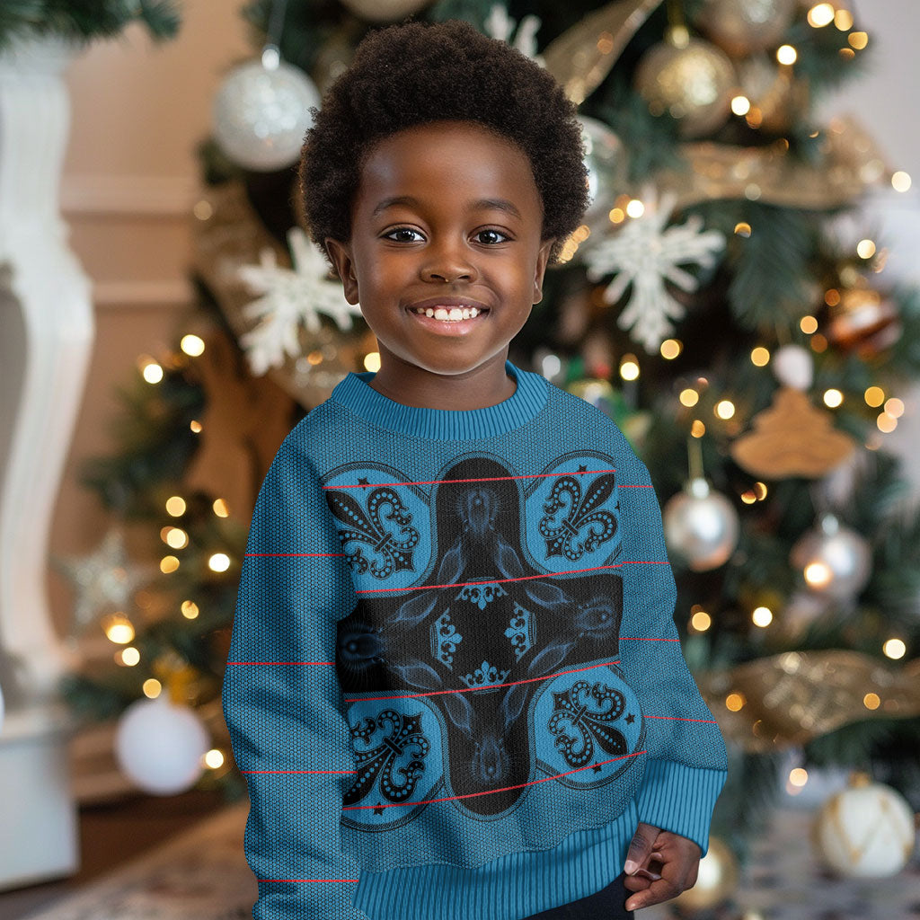 Bafokeng Rabbit Crown Palesa ea kharanium Kid Ugly Christmas Sweater Blue Seanamarena Basotho Blanket Inspired