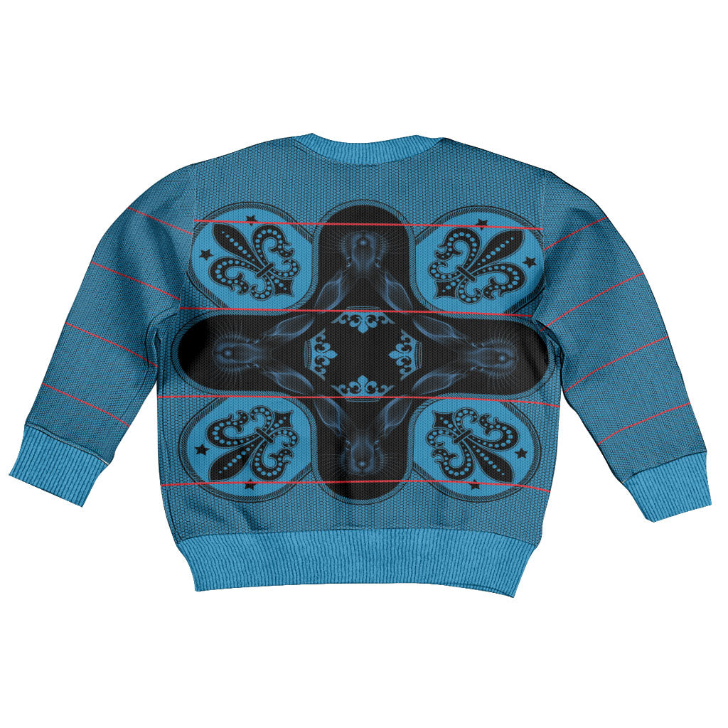 Bafokeng Rabbit Crown Palesa ea kharanium Kid Ugly Christmas Sweater Blue Seanamarena Basotho Blanket Inspired