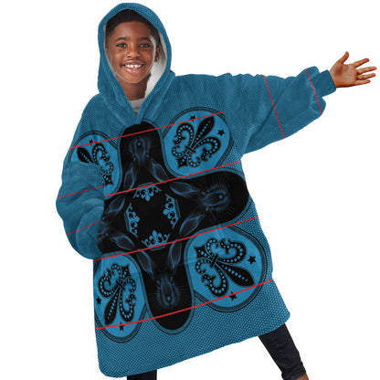Bafokeng Rabbit Crown Palesa ea kharanium Kid Wearable Blanket Hoodie Blue Seanamarena Basotho Blanket Inspired