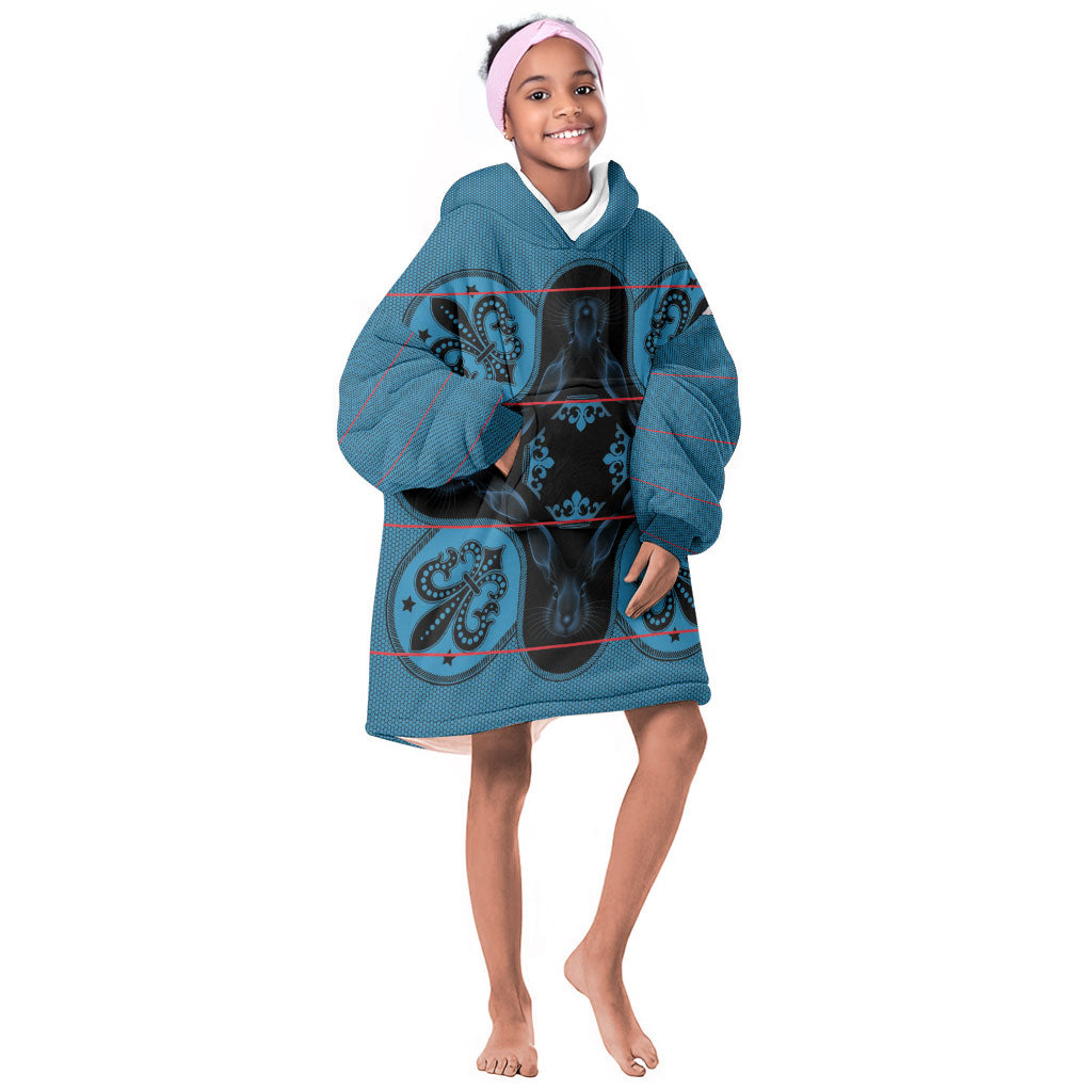 Bafokeng Rabbit Crown Palesa ea kharanium Kid Wearable Blanket Hoodie Blue Seanamarena Basotho Blanket Inspired