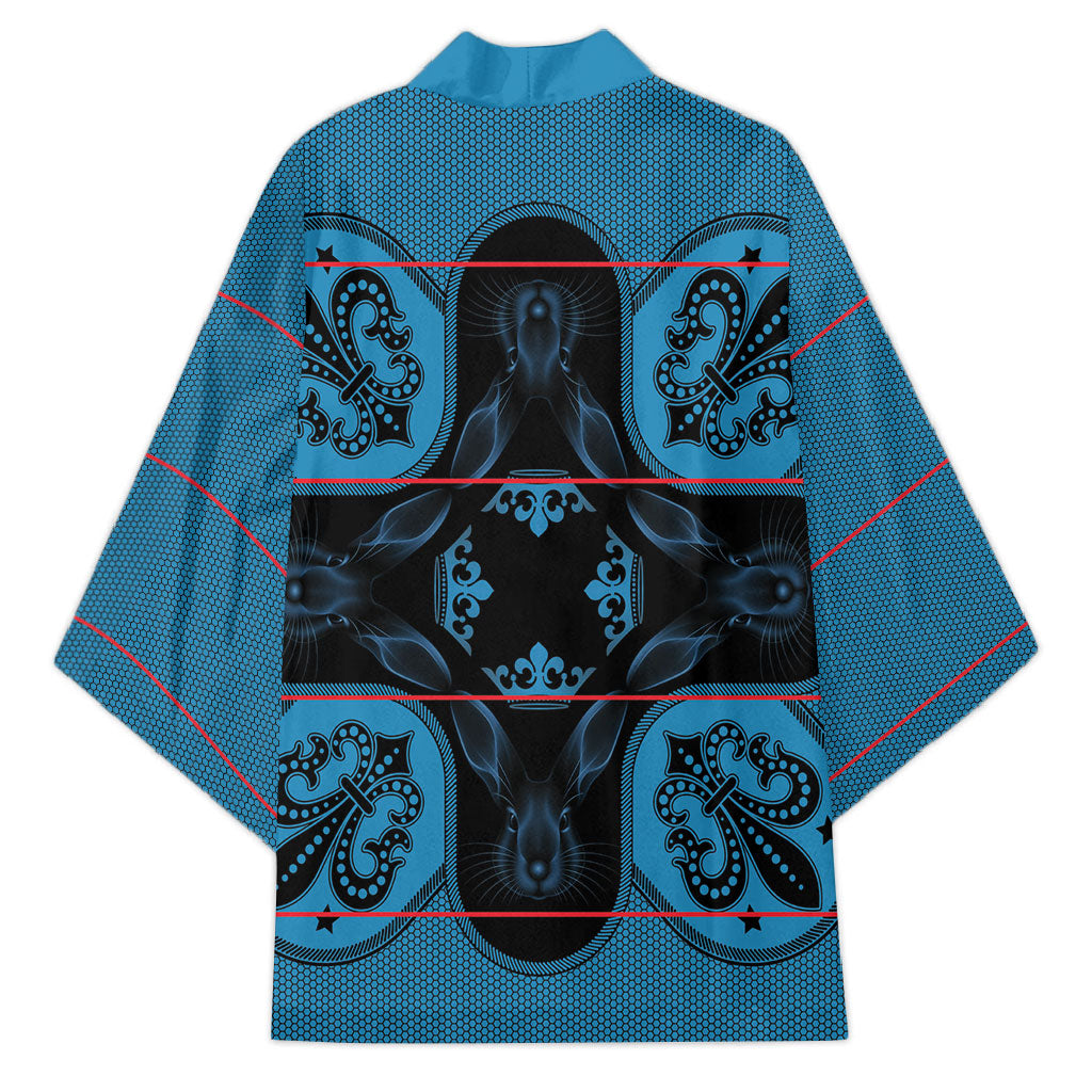 Bafokeng Rabbit Crown Palesa ea kharanium Kimono Blue Seanamarena Basotho Blanket Inspired