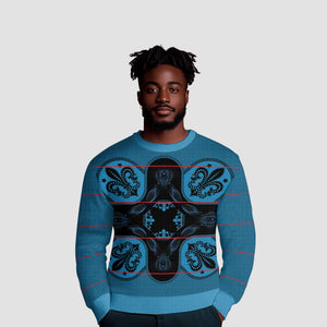 Bafokeng Rabbit Crown Palesa ea kharanium Ugly Christmas Sweater Blue Seanamarena Basotho Blanket Inspired