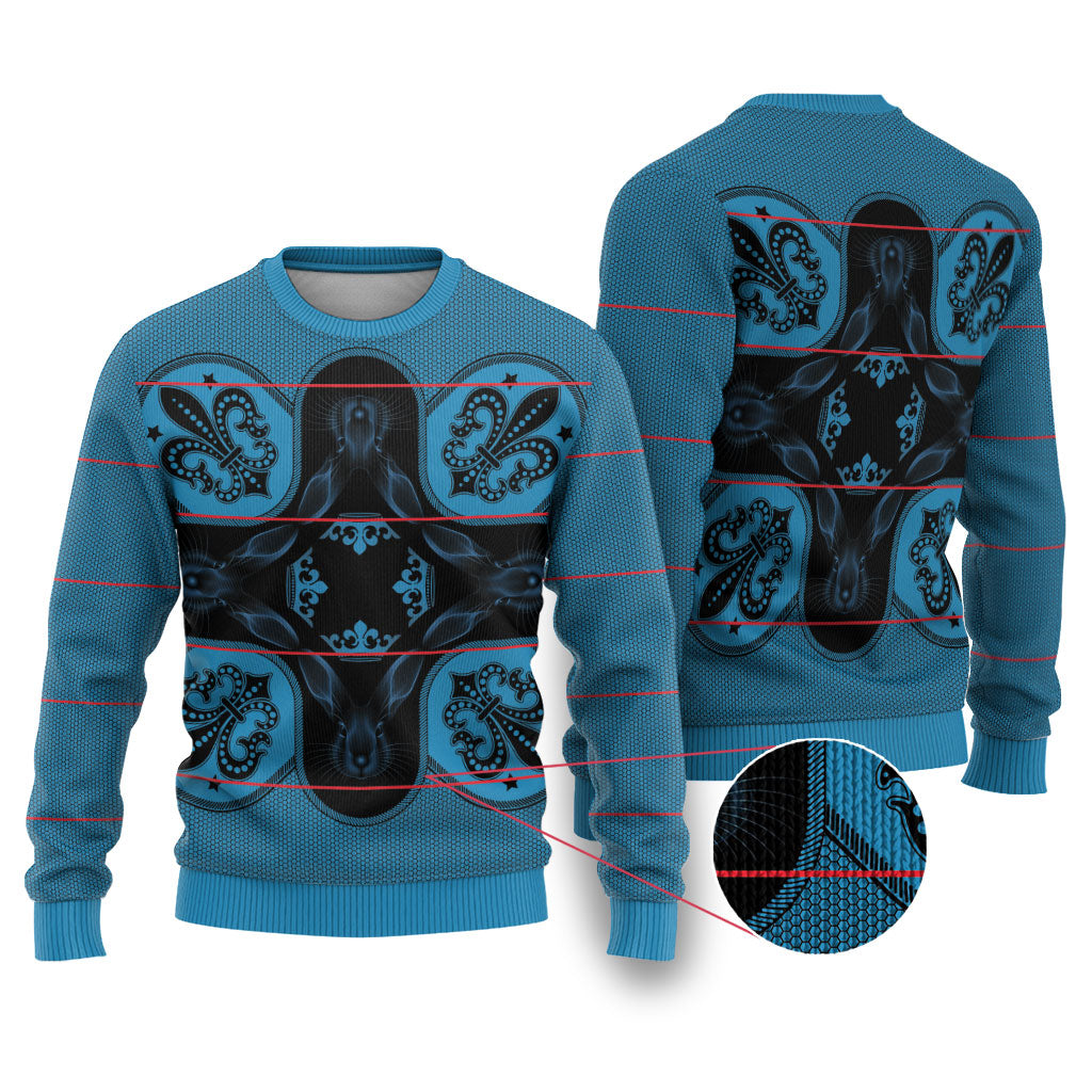 Bafokeng Rabbit Crown Palesa ea kharanium Ugly Christmas Sweater Blue Seanamarena Basotho Blanket Inspired
