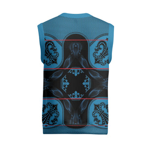 Bafokeng Rabbit Crown Palesa ea kharanium Christmas Knitted V-Neck Vest Blue Seanamarena Basotho Blanket Inspired
