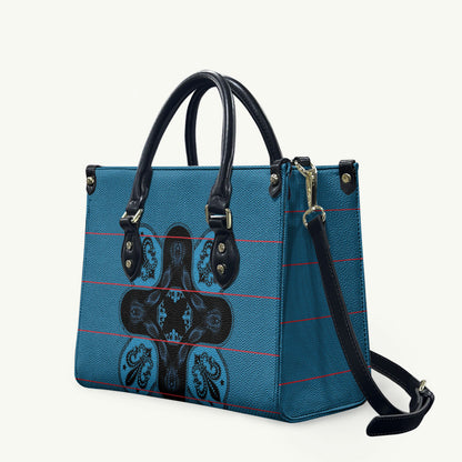Bafokeng Rabbit Crown Palesa ea kharanium Leather Bag Blue Seanamarena Basotho Blanket Inspired