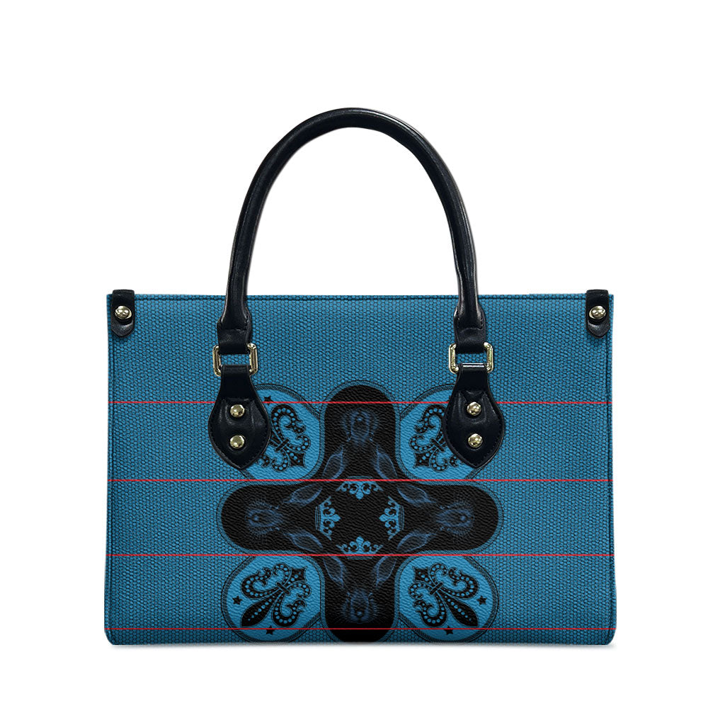 Bafokeng Rabbit Crown Palesa ea kharanium Leather Bag Blue Seanamarena Basotho Blanket Inspired