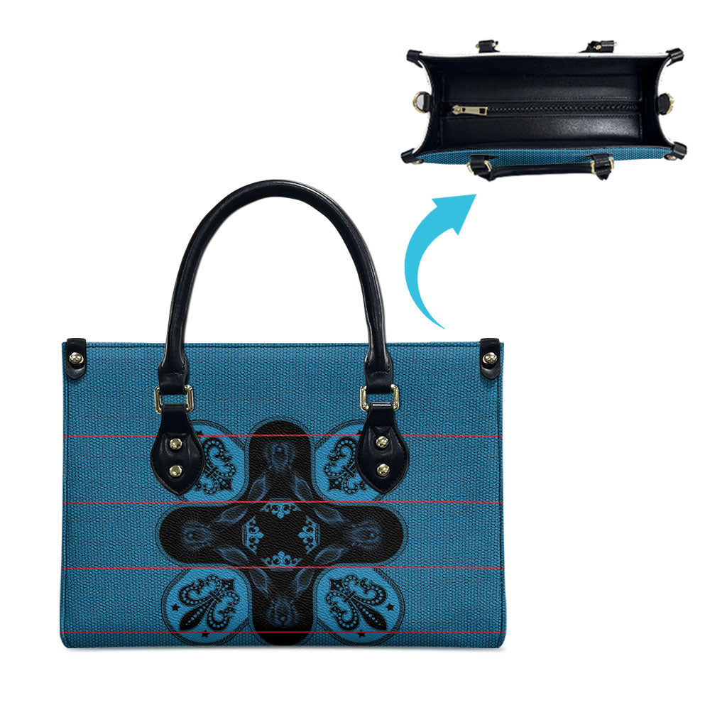 Bafokeng Rabbit Crown Palesa ea kharanium Leather Bag Blue Seanamarena Basotho Blanket Inspired
