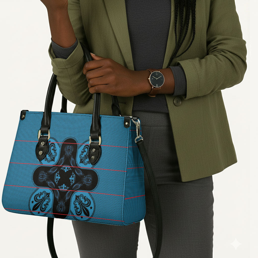 Bafokeng Rabbit Crown Palesa ea kharanium Leather Bag Blue Seanamarena Basotho Blanket Inspired