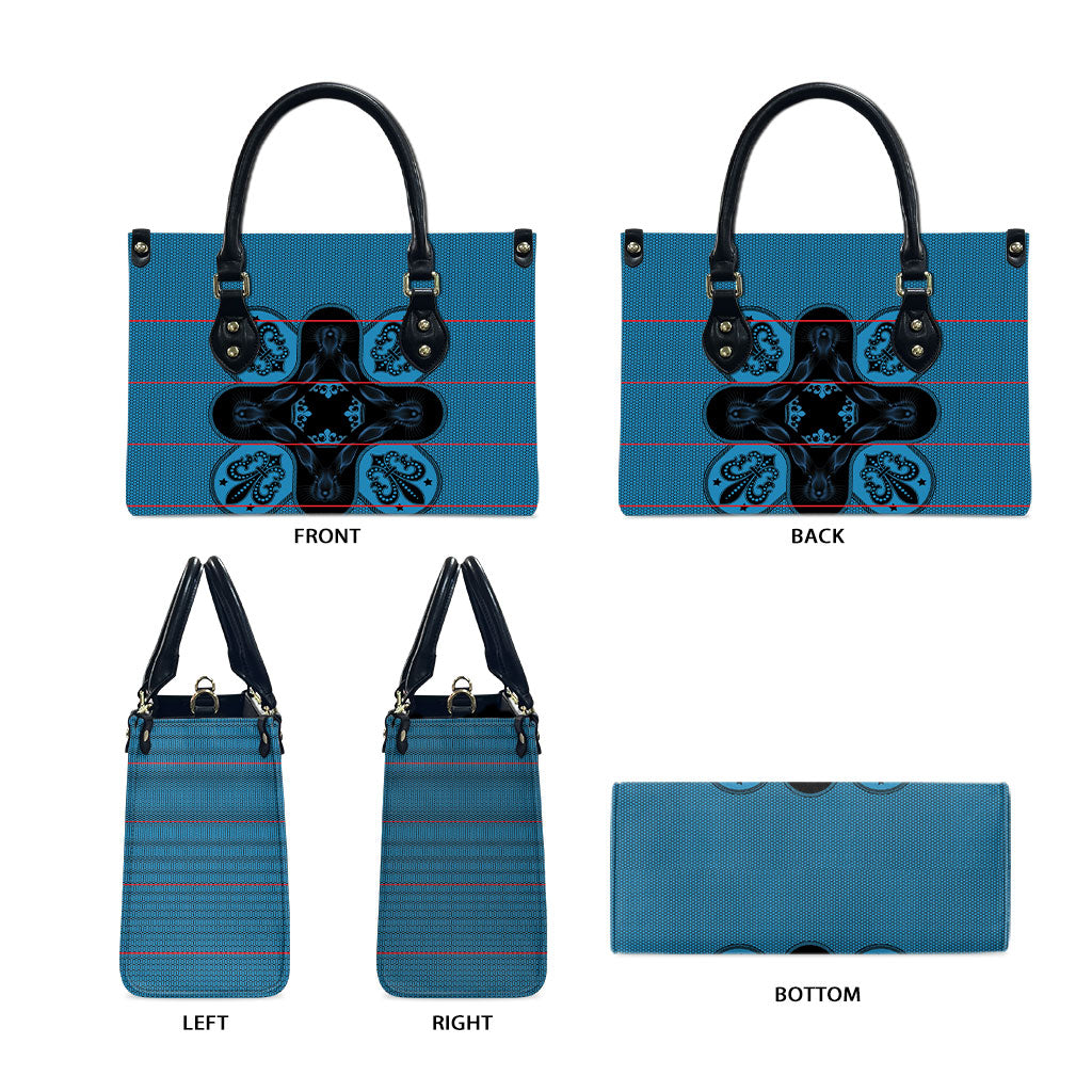 Bafokeng Rabbit Crown Palesa ea kharanium Leather Bag Blue Seanamarena Basotho Blanket Inspired