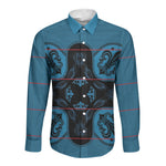 Bafokeng Rabbit Crown Palesa ea kharanium Long Sleeve Button Shirt Blue Seanamarena Basotho Blanket Inspired