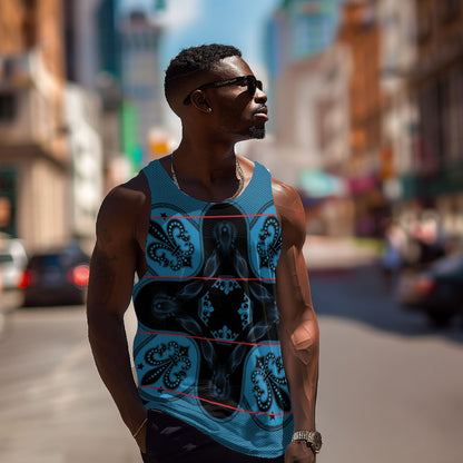 Bafokeng Rabbit Crown Palesa ea kharanium Men Tank Top Blue Seanamarena Basotho Blanket Inspired