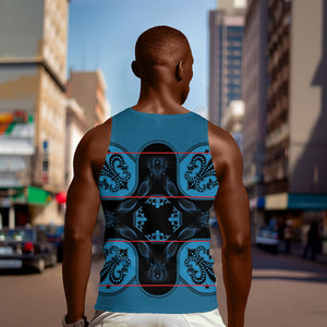 Bafokeng Rabbit Crown Palesa ea kharanium Men Tank Top Blue Seanamarena Basotho Blanket Inspired