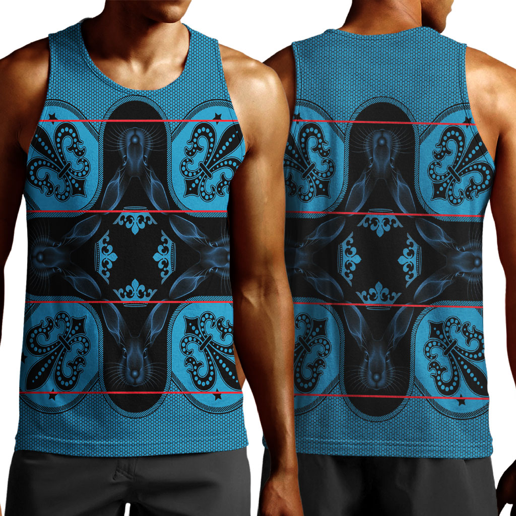 Bafokeng Rabbit Crown Palesa ea kharanium Men Tank Top Blue Seanamarena Basotho Blanket Inspired