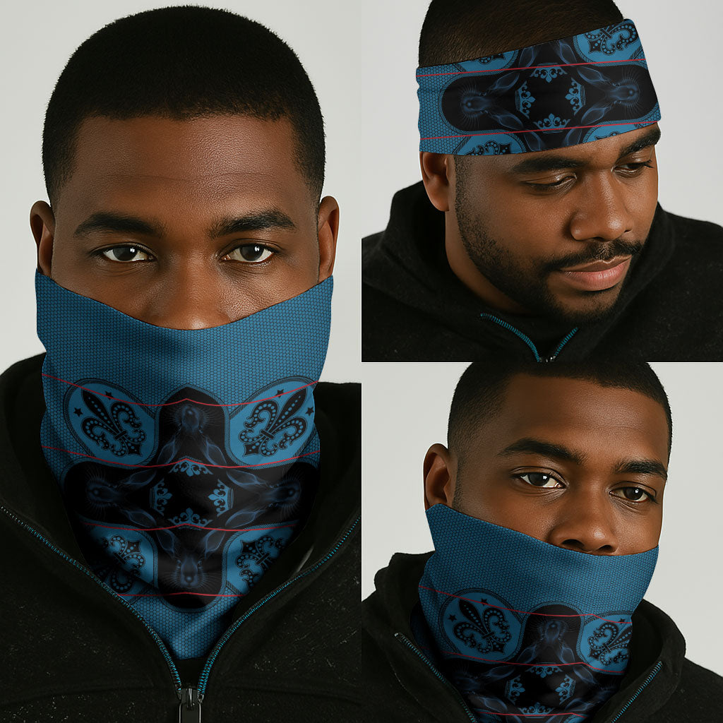 Bafokeng Rabbit Crown Palesa ea kharanium Neck Gaiter Blue Seanamarena Basotho Blanket Inspired