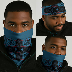 Bafokeng Rabbit Crown Palesa ea kharanium Neck Gaiter Blue Seanamarena Basotho Blanket Inspired