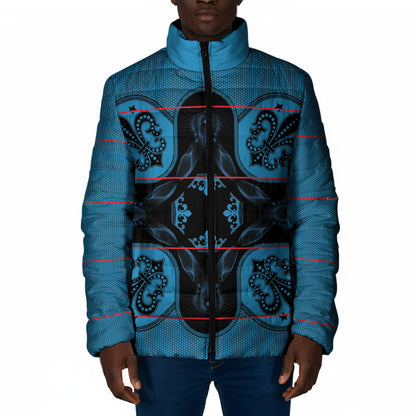 Bafokeng Rabbit Crown Palesa ea kharanium Padded Jacket Blue Seanamarena Basotho Blanket Inspired