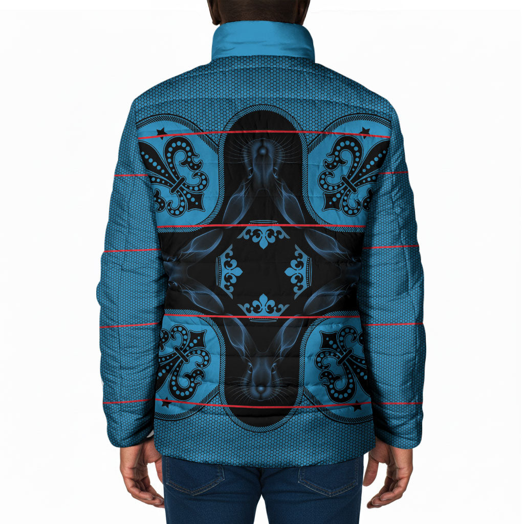 Bafokeng Rabbit Crown Palesa ea kharanium Padded Jacket Blue Seanamarena Basotho Blanket Inspired
