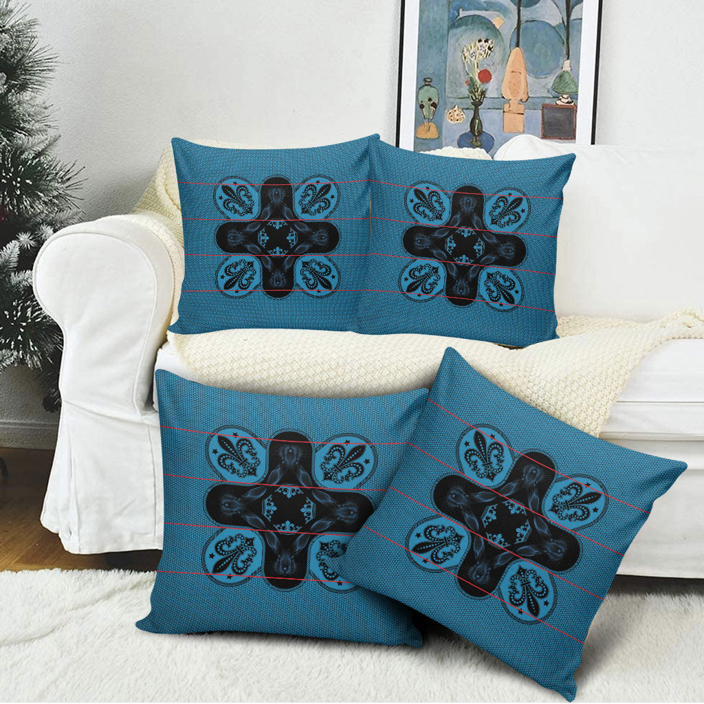 Bafokeng Rabbit Crown Palesa ea kharanium Pillow Cover Blue Seanamarena Basotho Blanket Inspired